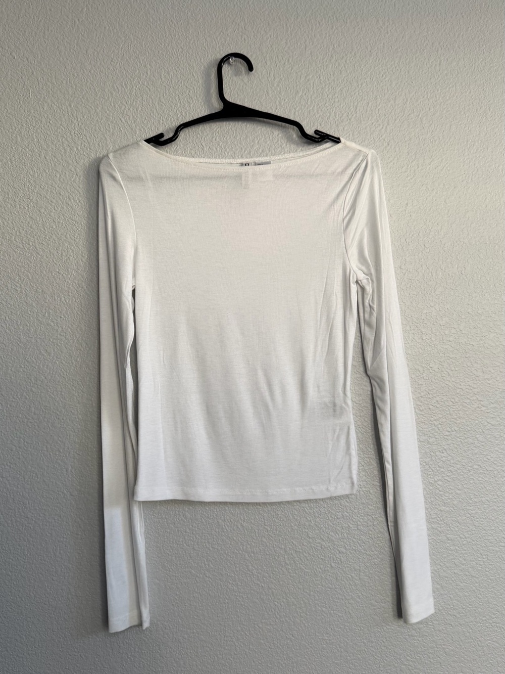 Divided White Long-Sleeve Boatneck Top
